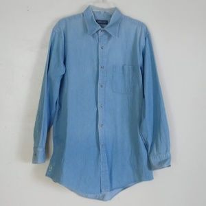 Vtg Lands' End Denim Shirt Cotton Long Sleeve 16